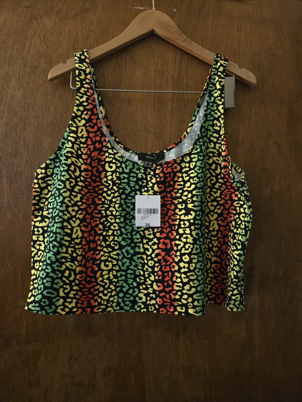 Forever 21 Multicolor Leopard Stripe Crop Tank Top 3X